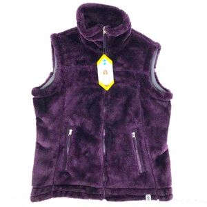 NWT Free Country Alpine Butter Pile Vest Purple Fur Zip-up Small